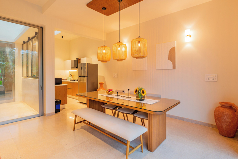 Dining 5, ELIVAAS Mirai Villa Sukoon 3 bhk & pool, North Goa