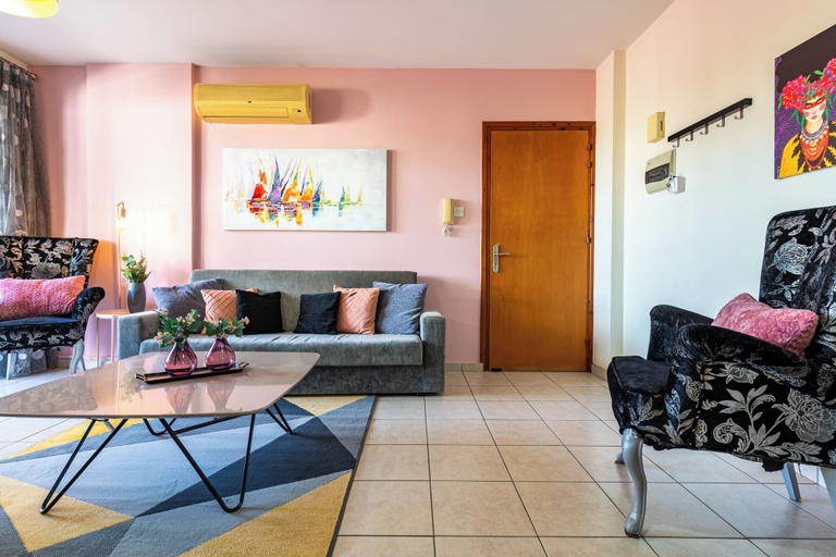 Living room 2, Freya 1-Bedroom Apt & Balcony in Larnaca, Larnaca