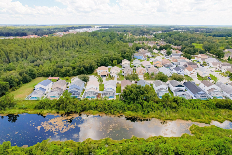 Aerial view 2, Enchanting Dog-friendly Home With Pool, Lanai, Central AC, & Washer/dryer, Osceola