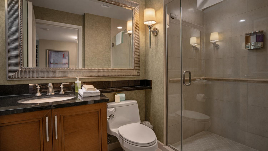 Bathroom, MGM Signature 11th Floor 2BR Combo Strip View No Resort Fee, Clark