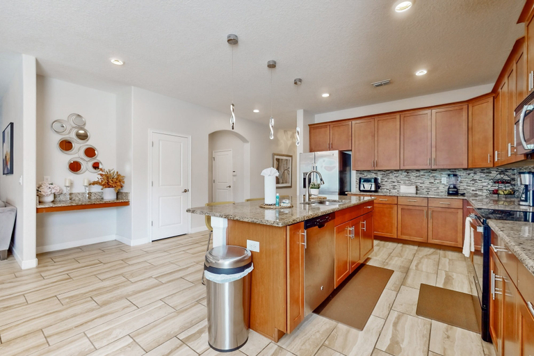 Private kitchen 3, Spacious Getaway With 2 Themed Game Rooms, Private Pool, & Pool spa, Polk