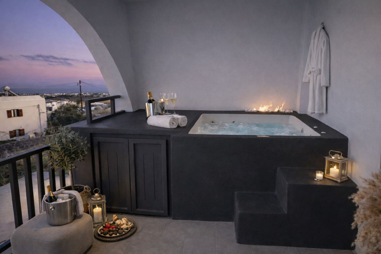 Outdoor spa tub, Atlantis Four, South Aegean