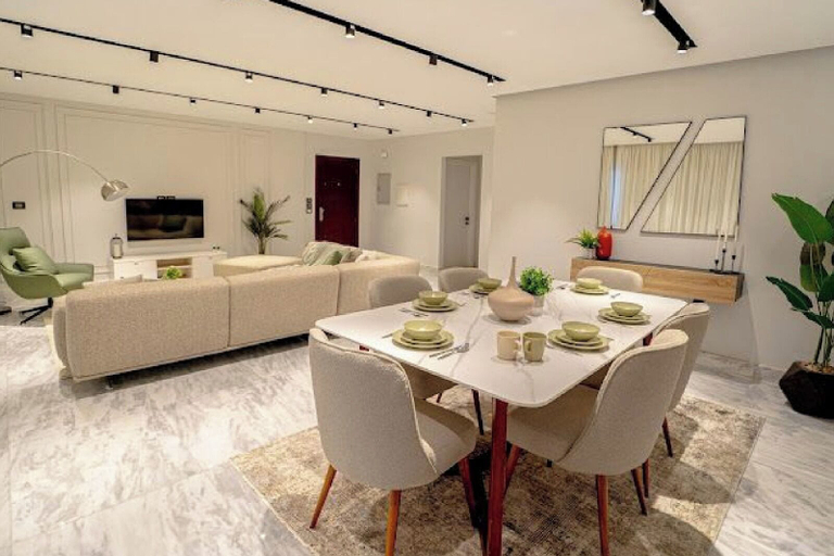 Dining 2, 3 BR Apt Lake View - Mynt Hospitality, New Cairo City