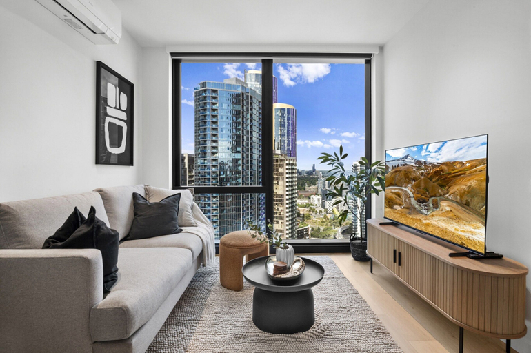 Living room 5, Stylish 2-bed Apartment With Modern Amenities, Melbourne