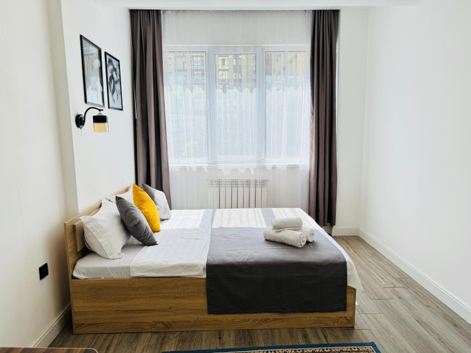 Bedroom 2, 417I1 Gray and Yellow apartment Sholpan city, Almaty