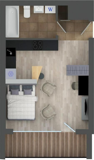 Floor plan 3, Modern central Apt with AC parking gym, Riga
