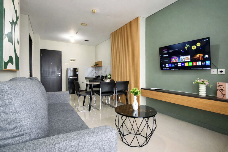 Television, Tranquil 2Br For 6 Pax At Nifarro Park Apartment, Jakarta Selatan