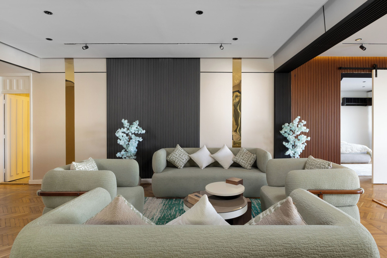 Living area 4, ELITE Premium 4BR Nilefront Apartment, Giza