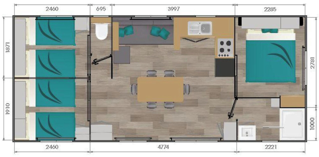 Floor plan, Mobile Home Keiheuvel, Antwerpen