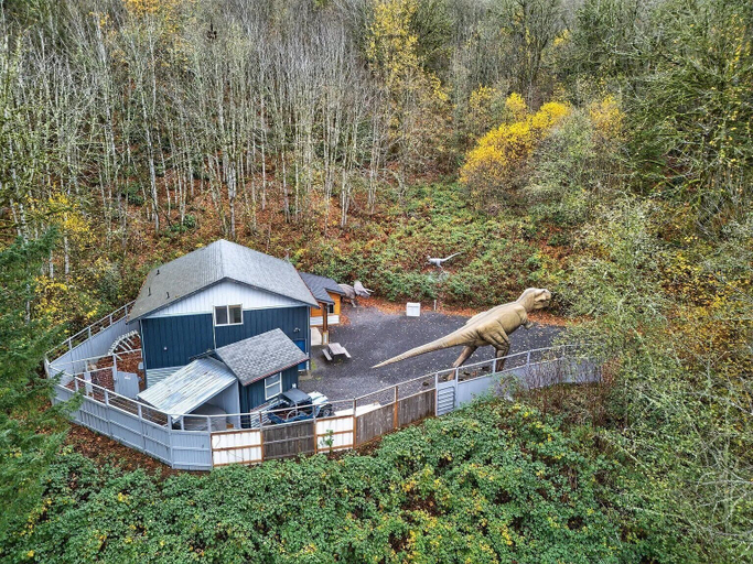 Aerial view, LifeSize Dinos 4BR HotTub, Skamania