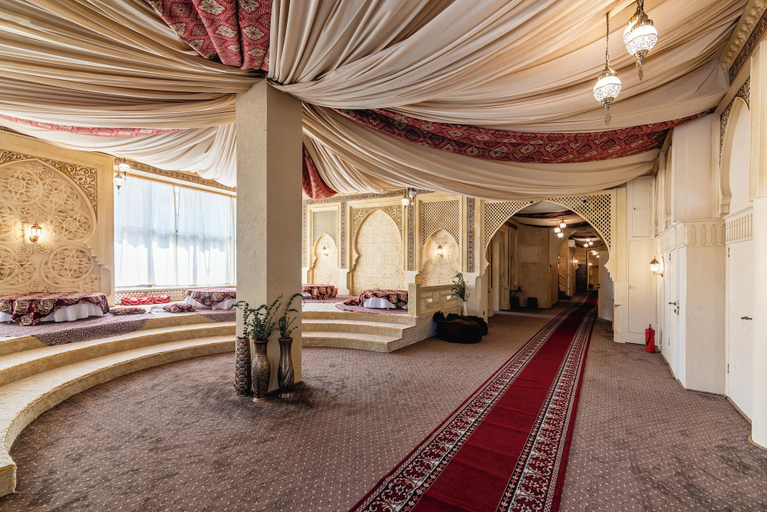 Lobby sitting area 5, Alladin capsule hotel, Almaty