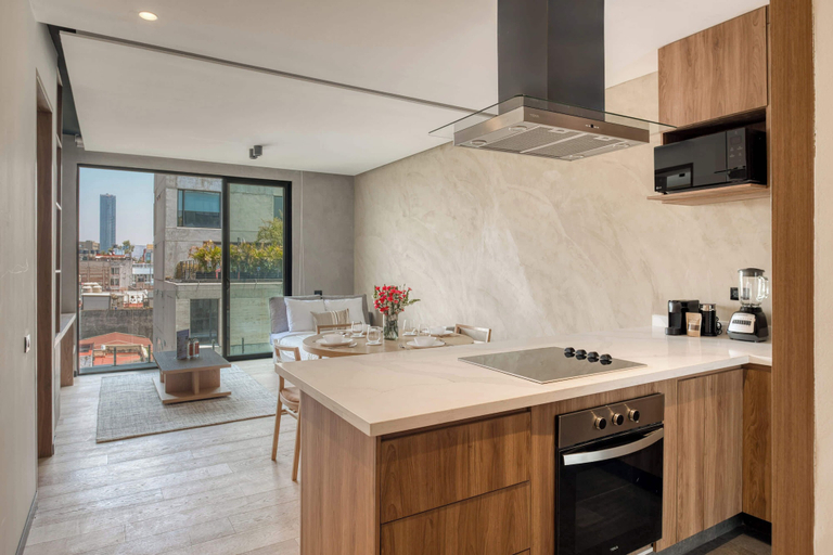 Private kitchen 5, Brand New 1 BR Condo in Roma Norte - Rooftop, Mexico City