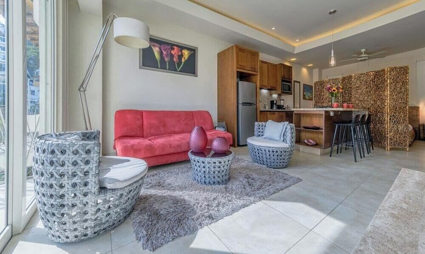 Living area 5, Chic Studio -rooftop Pool - Ocean View - King Bed, Puerto Vallarta
