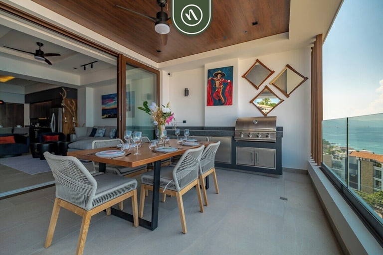 Outdoor dining 2, Luxury 2 BR Condo With Beachview - Rooftop Pool, Puerto Vallarta