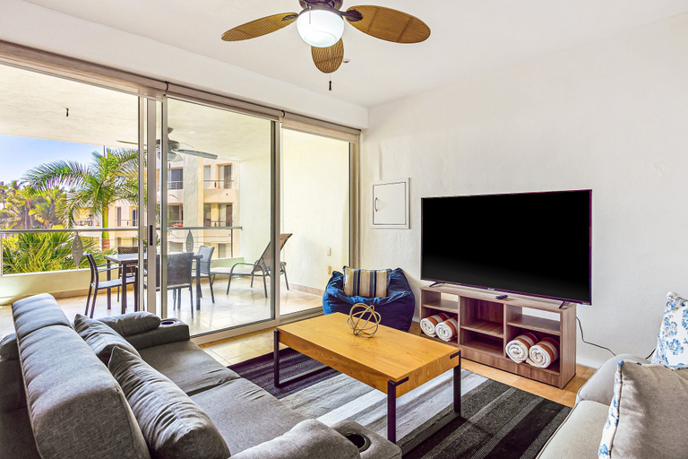 Living area 4, Modern Ocean-view Stay With Pool and Rooftop Access, Large Balcony, and AC, Compostela