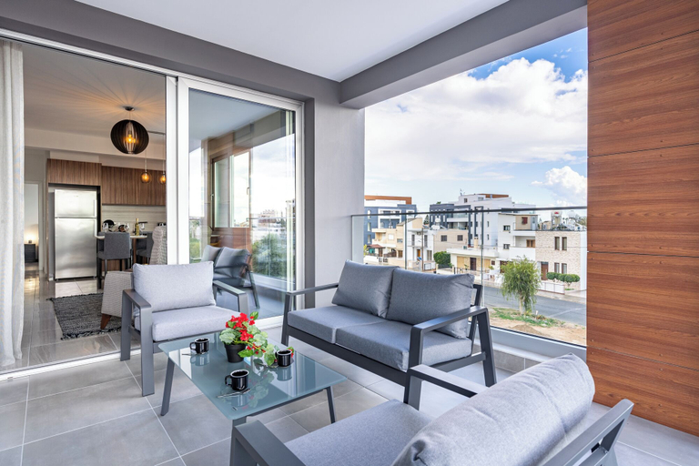 Terrace/patio, Sunflower 1-BR Apt. & Balcony in Larnaca, Larnaca