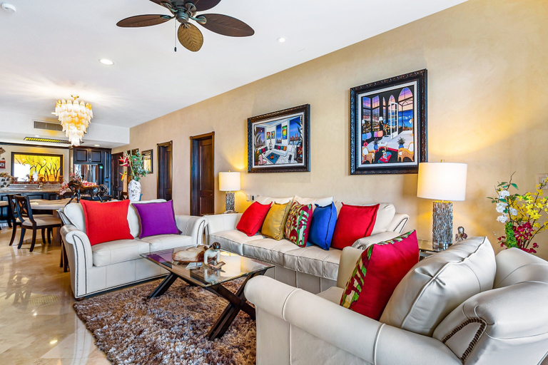 Living area 3, Beachfront Dream Retreat With Pool, Tennis & gym Access - Washer/dryer, AC, Puerto Vallarta