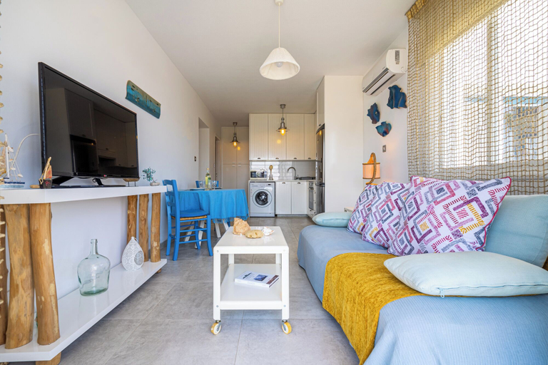 Living area 2, Seawaves 1- BR Apt. by Meneou Beach, Larnaca