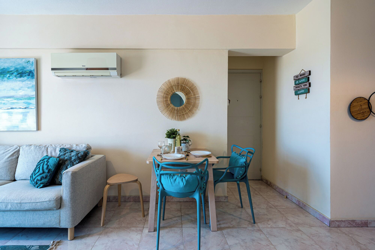Dining, Sunny 2-BR Apt. & Balcony in Mackenzie, Larnaca