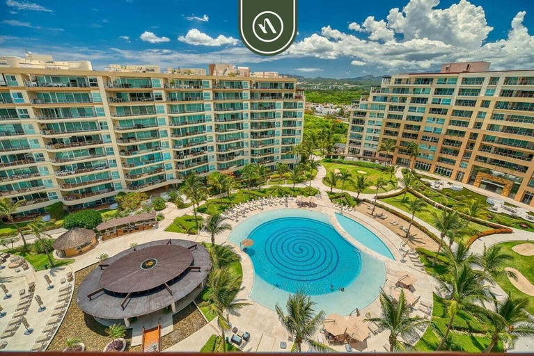 Aerial view, Oceanfront 2 BR Condo - Beach - Restaurant - Gym, Compostela