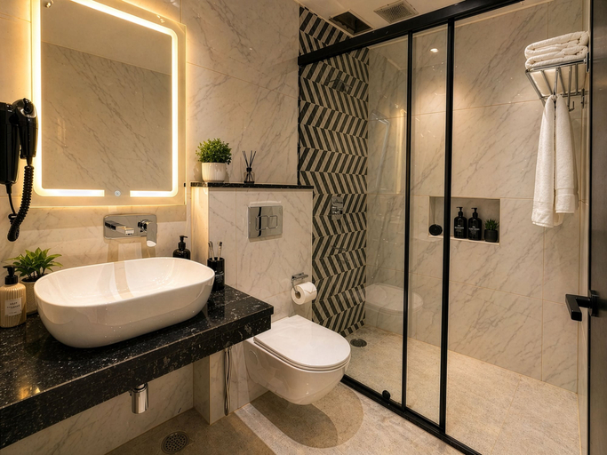 Bathroom 3, Hotel Grand Shalimar by JMD Group, Delhi