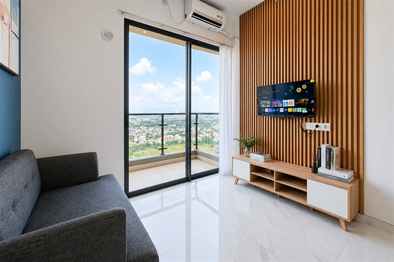 Living Room 2, Comfortable 2BR Apartment with Good Design at Sky House BSD By Travelio, Tangerang Selatan