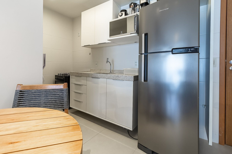 Private kitchen 3, APTO 2 Suítes | Varanda Gourmet | Climatizado | San Martin | Destino BSM 203C, Barra de São Miguel
