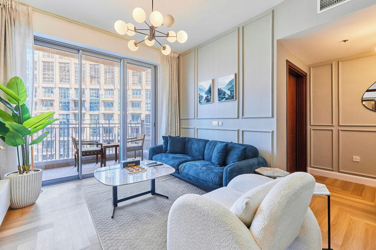 Living area 3, bnbme | Stand Point Tower A | 1BR + Study Room, Dubai