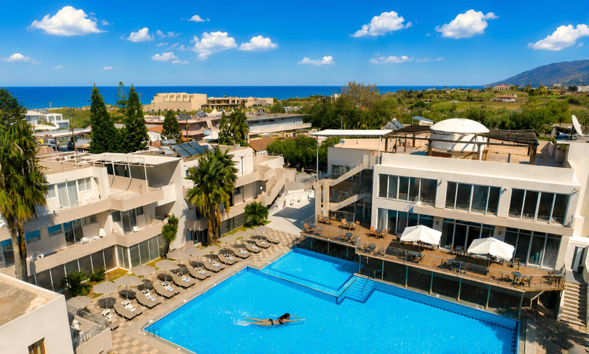 Aerial view, Kavros Beachside Apts, Crete
