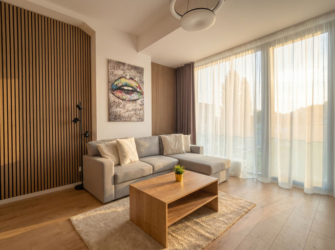 Living area 4, 8-Min to Airport 1BR & 1LR Flat, Bratislava