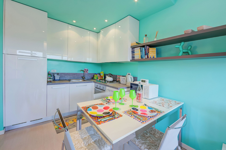 Private kitchen 2, Green Tiffany Apartment: Pool, Tennis, Balcony, Brescia