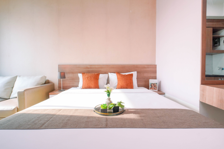 Bedroom 2, Chic Minimalist Studio at Apartment Grand Kamala Lagoon By Travelio, Bekasi