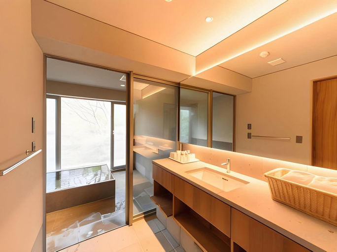 Bathroom 4, Yufuin Ryokan Sansoh Warabino, Yufu