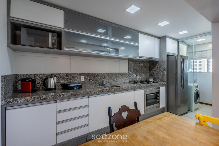 Private kitchen, Apto Vista Mar com churrasqueira BBH1003, Piçarras