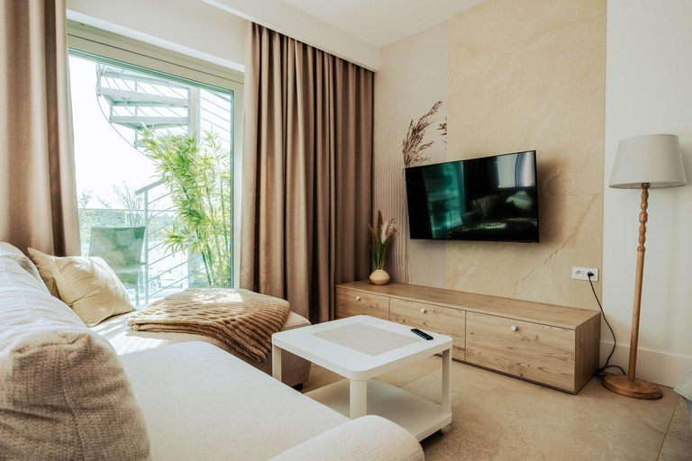 Bedroom, Apartament Stranda Studio nad jeziorem Kisajno Giżycko, Giżycko