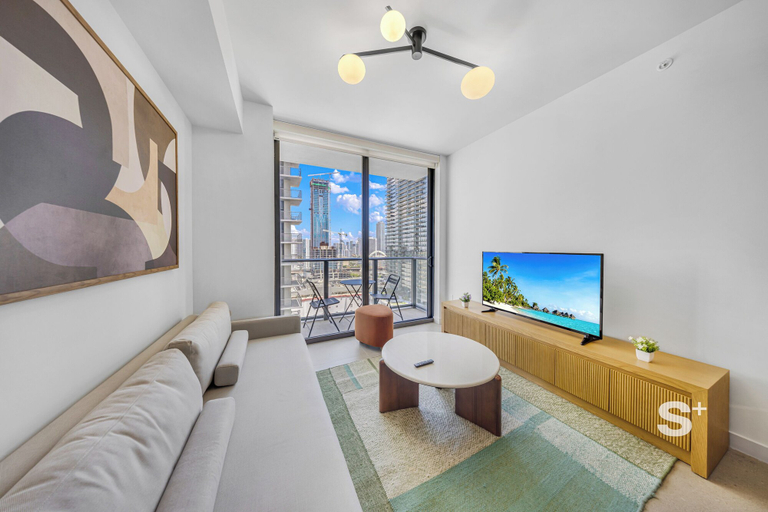 Living area 3, Sky-High 25th Floor 1-BR in Miami, Miami-Dade