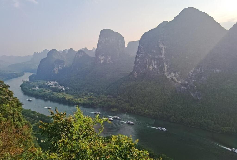 Aerial view, Li river retreat house Laojia, Guilin