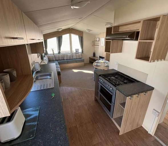 Private kitchen 2, Seaside Caravan Sleeps 5 - Decking, Parking, Pets, Denbighshire
