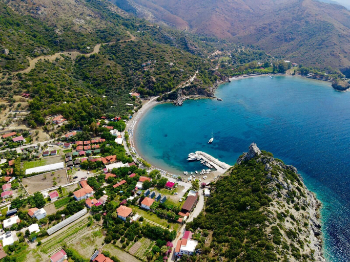 Aerial view, KIZILBÜK AHŞAP EVLERİ, Datça