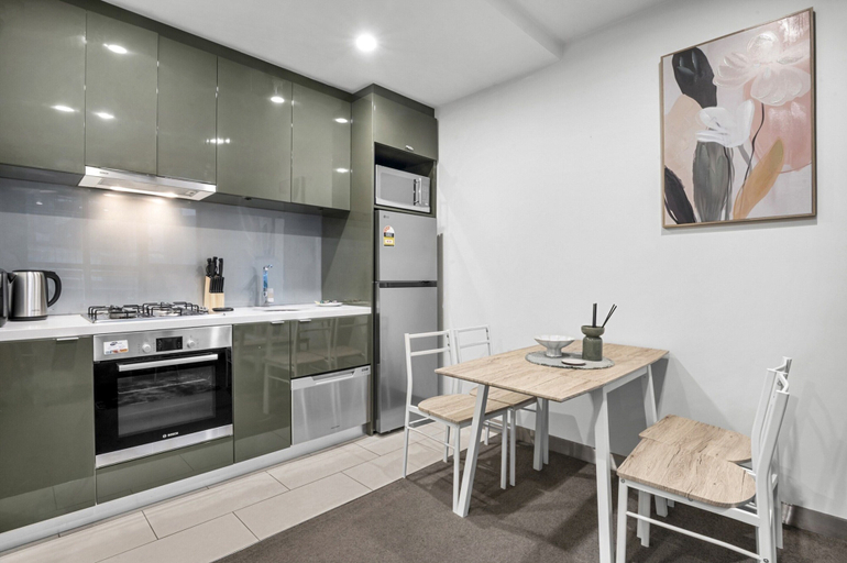 Private kitchen 3, Elevated 1-bed Retreat Near Crown, Melbourne