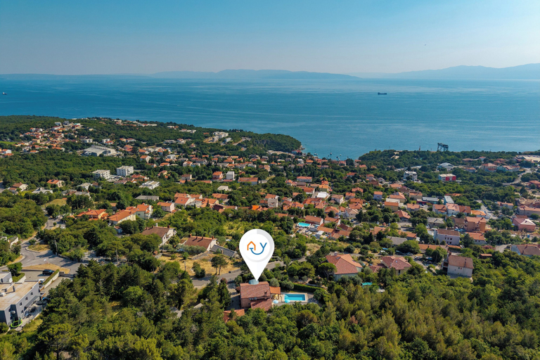 Aerial view, Tiny House With Private Pool Kostrena, Rijeka