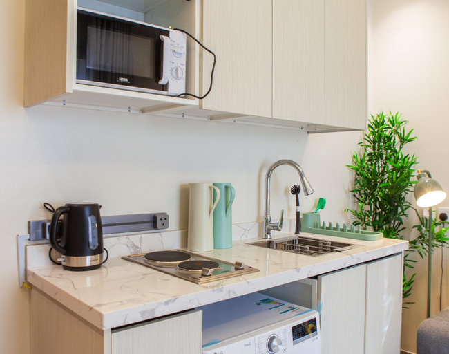 Kitchen, Luxury One-Bedroom Apt AlRimal-4, Riyadh