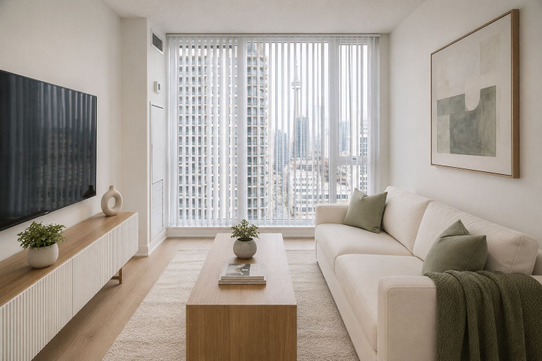 Living area, Modern York Suites, Toronto