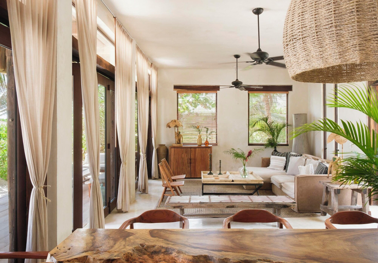 Living room, Casa Chukum 4BR by Aldea Canzul, Cozumel