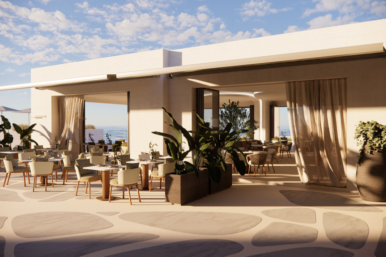 Outdoor dining, Fouquet's Mykonos, South Aegean