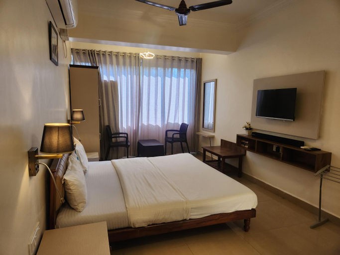 Bedroom 2, Welkin Stays - Poolside Apartment with kitchen near Vagator beach, North Goa