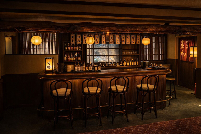Bar (on property), Wadano Onsen Hotel, Hakuba