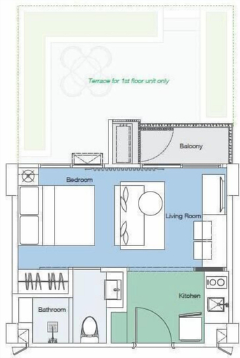 Floor plan 5, Skypark Aurora Building 2 in Laguna by Banyan Living, Pulau Phuket