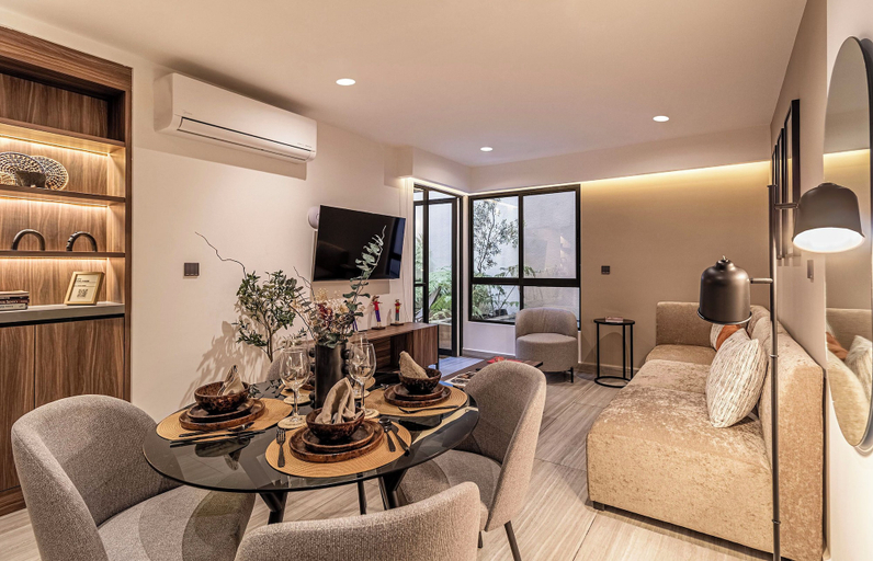 Living area 3, Casa Grijalva by Kukun Apartments, Mexico City