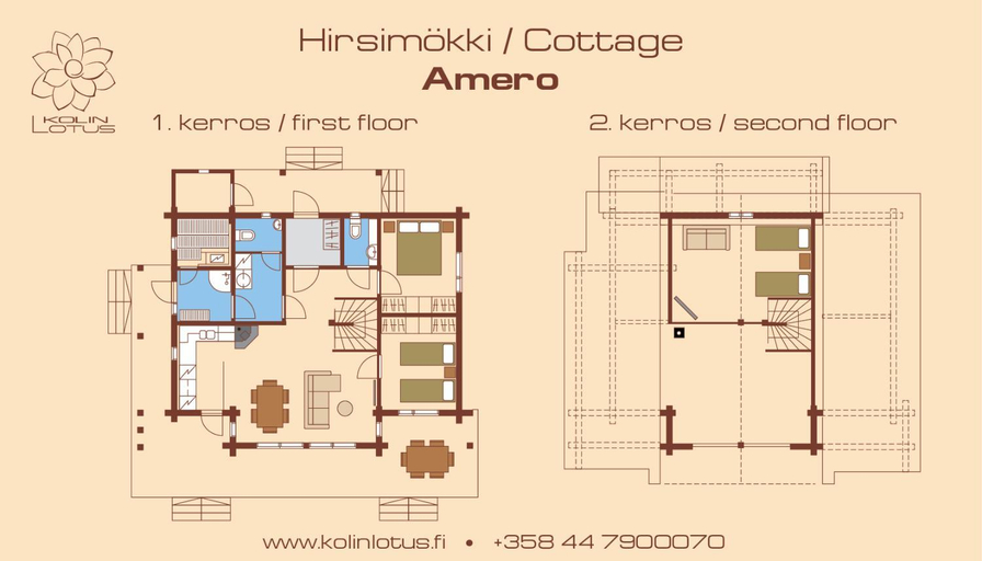 Floor plans, Kolin Lotus Superior-Amero Cottages, North Karelia
